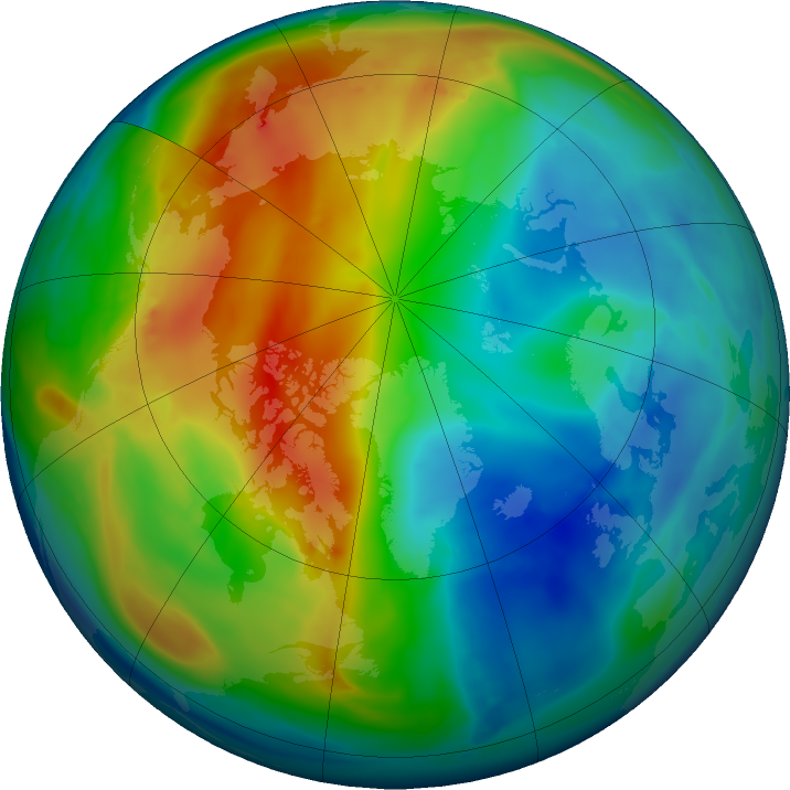 Arctic ozone map for 01 December 2019